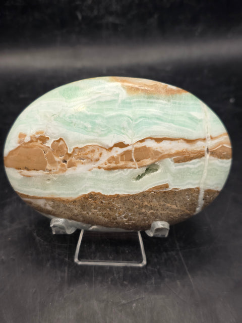 Caribbean calcite palm stone! 6.4 ounces, 3.4 inches wide