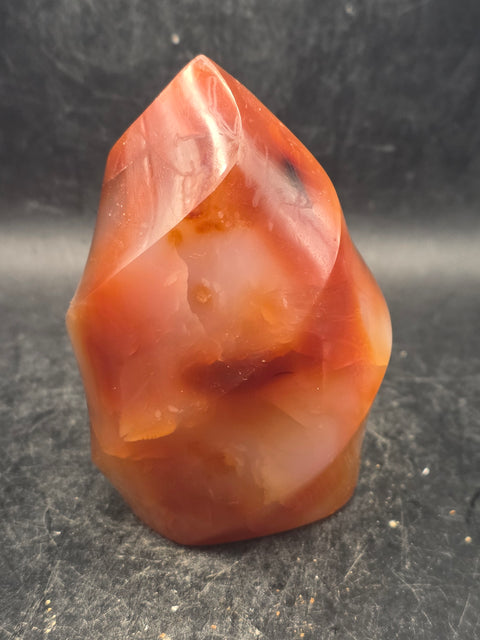 Carnelian agate flame tower! 10 ounces, 3.2 inches tall, 2.2" wide!