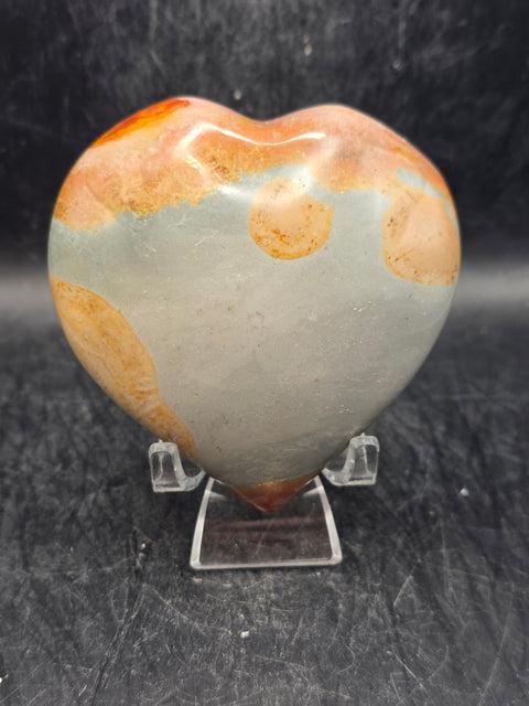 Polychrome jasper heart! 10 ounces, 3.1 inch by 3.1 inch!