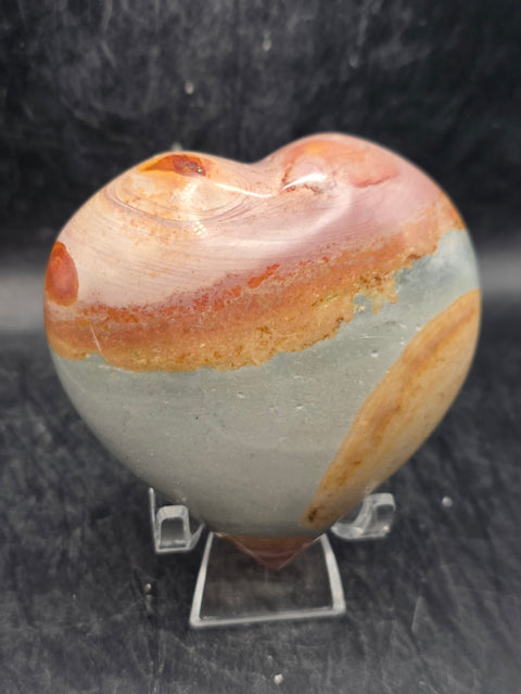 Polychrome jasper heart! 10 ounces, 3.1 inch by 3.1 inch!