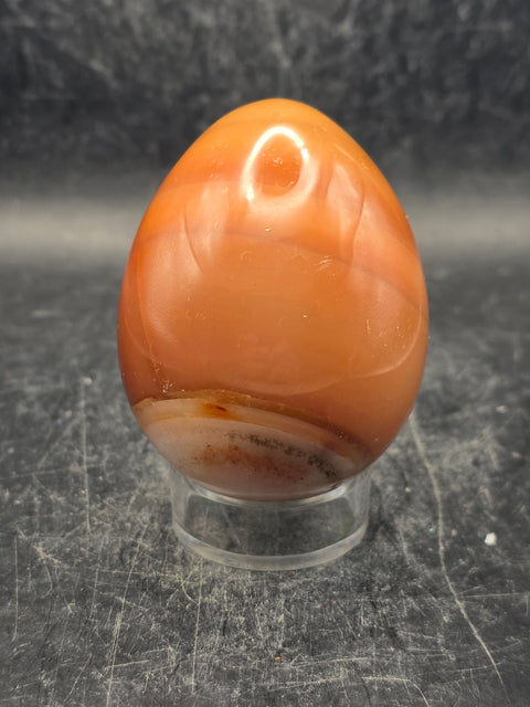 Carnelian agate egg! 6 ounces, 2.3 inches tall, 1.8 inches wide