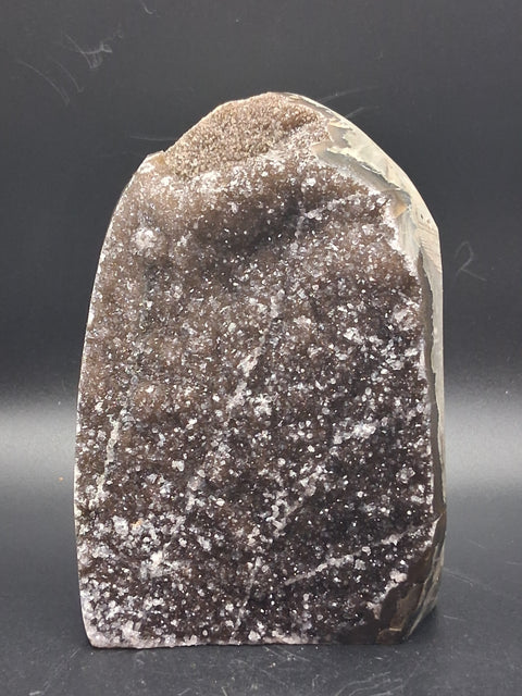 Chocolate amethyst cut base free form! 2.4 pounds, 4.5 inches tall