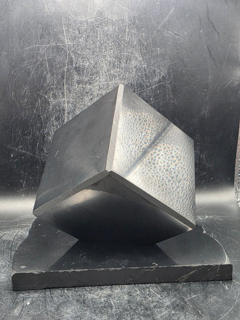 Shungite balancing cube with stand! 2.9 inch by 2.9" 2 pounds