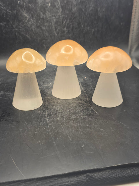 Small peach top selenite mushroom! 2.3 inches tall