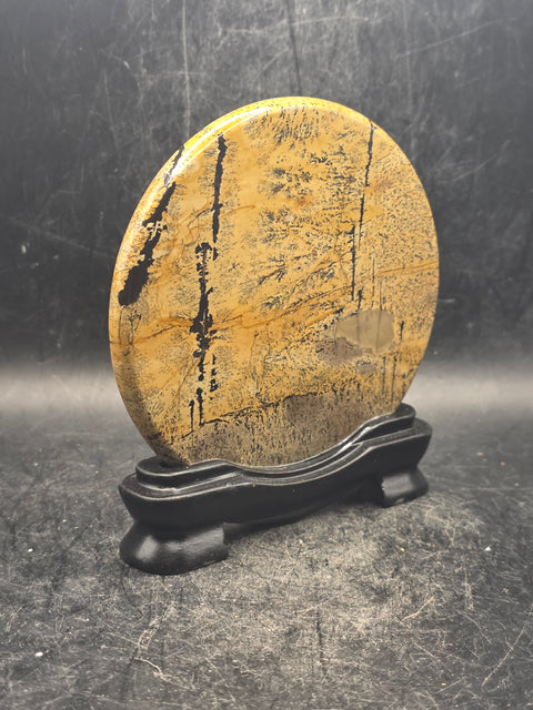 Natural picture jasper slab with stand! 4.9 ounces, 3.5 inches wide!