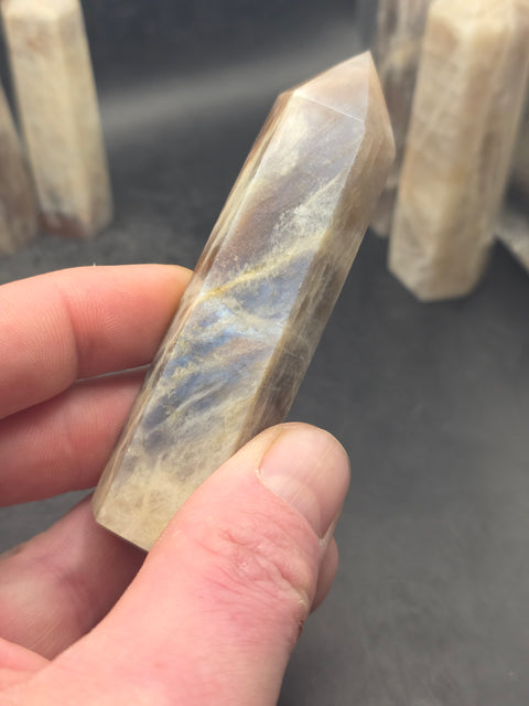 Blue flash moonstone tower! 3 too 3.5 inches tall!