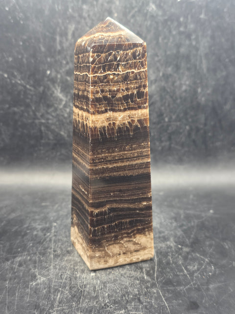 Chocolate calcite tower! 12 ounces, 5 inches tall