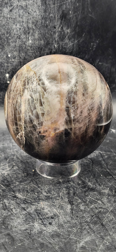 Black moonstone sphere! 73mm, 2.8 inches, 1.2 pounds