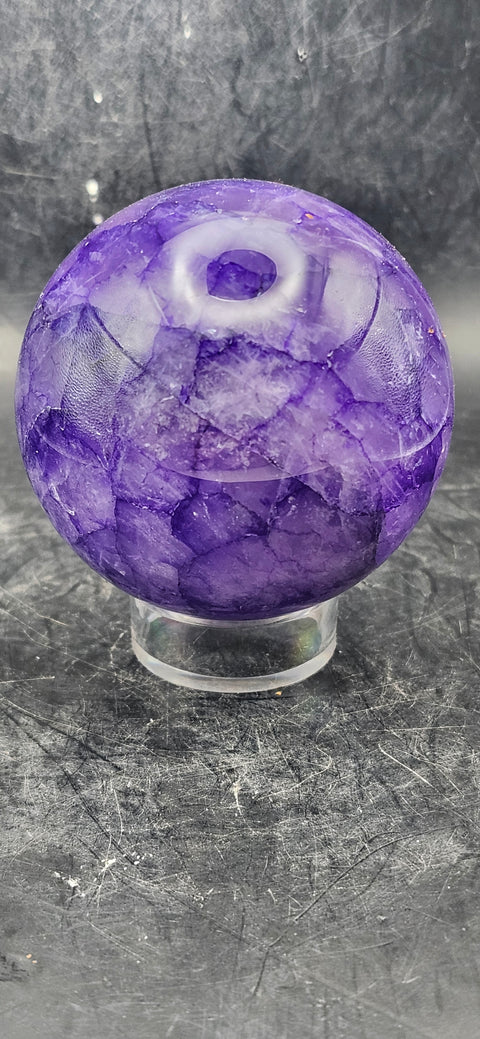 Purple crackle quartz uv reactive! 61.9mm, 2.4 inches, 11.5 ounces