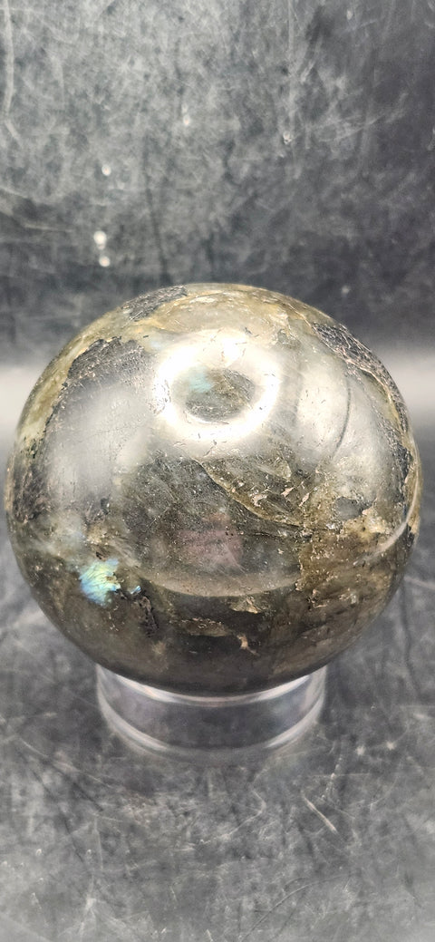 Labradorite sphere! 72.5mm, 2.8 inches, 1.3 pounds