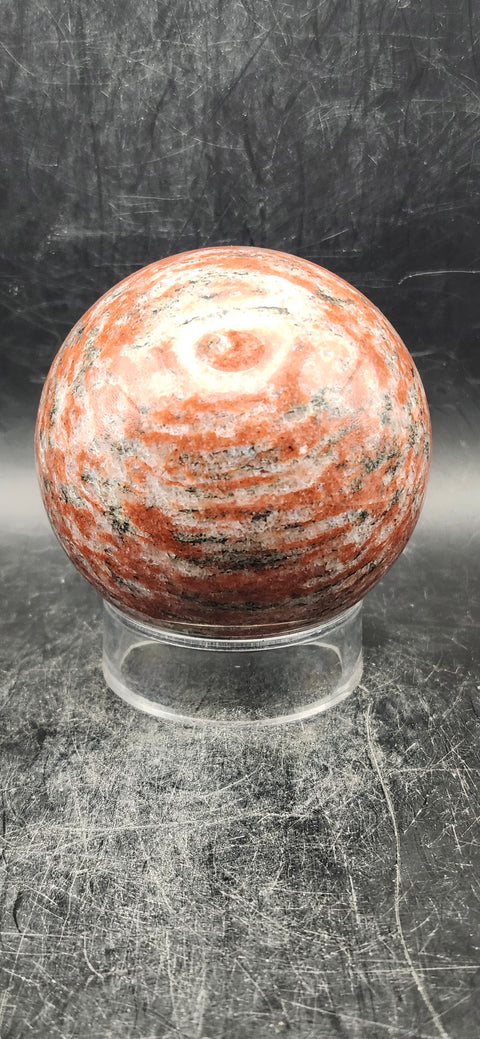 Brecciated jasper sphere! 64mm, 2.5 inches, 13 ounces!
