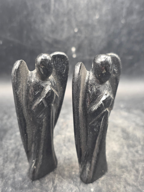 Black tourmaline gemstone angel! 3 inches tall, 1.6 ounces!