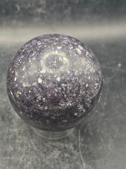 Lepidolite sphere! 61.6mm, 2.4 inches, 10.8 ounces