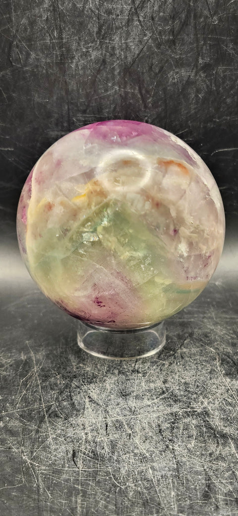 Candy florite sphere! 70.5mm, 2.7 inches, 1.4 pounds