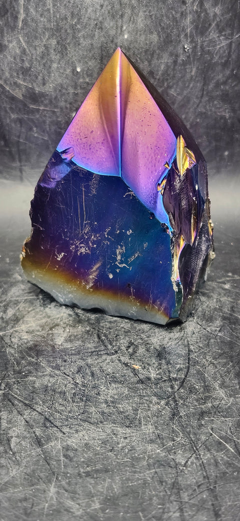 Titanium obsidian polished top point! 9.6 ounces, 3.2 inches tall!