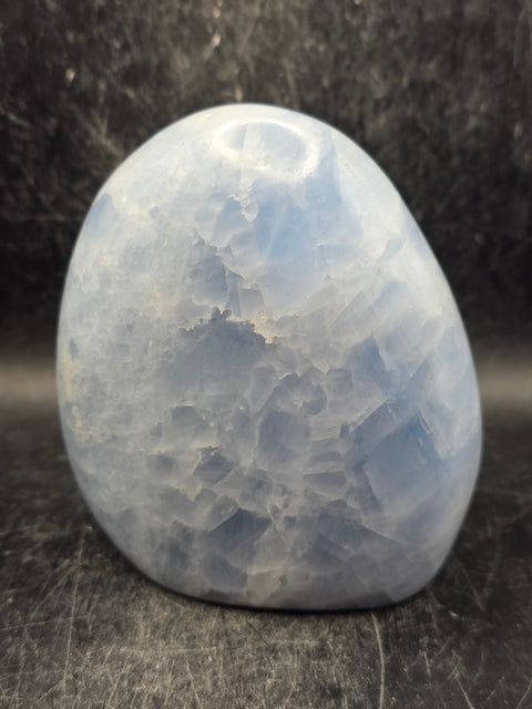 Blue calcite free form! 1.6 pounds, 3.7 inches tall, 3.3" wide