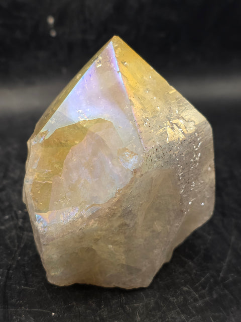 Angel aura citrine polished top point! 10 ounces, 2.8 inches tall