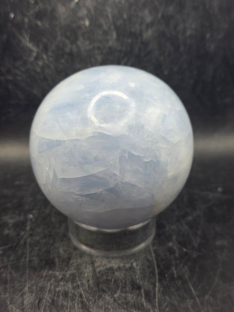 Blue calcite sphere! 74.5mm, 2.9 inches, 1.4 pounds!