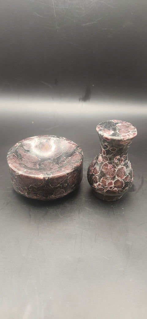 Astrophyllite garnet firework bowl and vase set!! 10 ounces