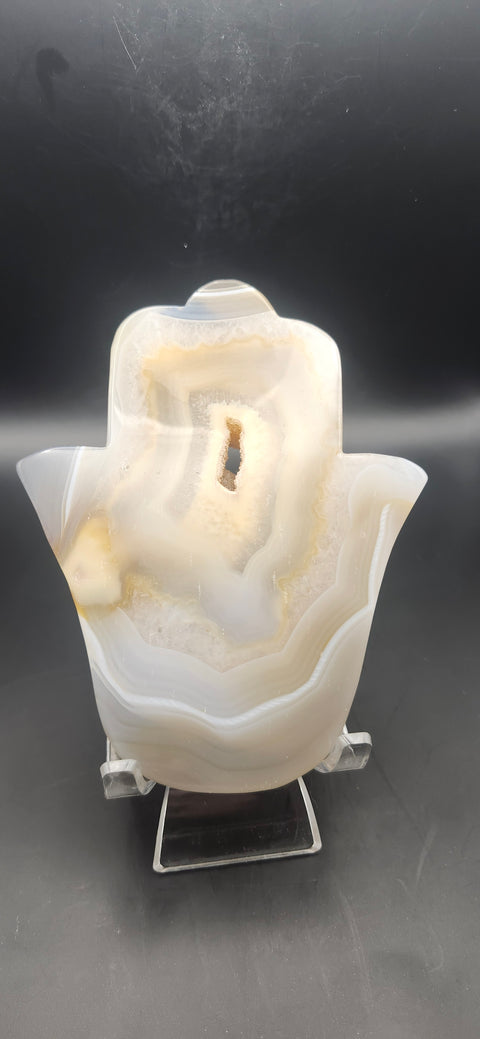 Druzy agate Hamsa hand. 7.5 ounces, 5 inches tall, 4 wide