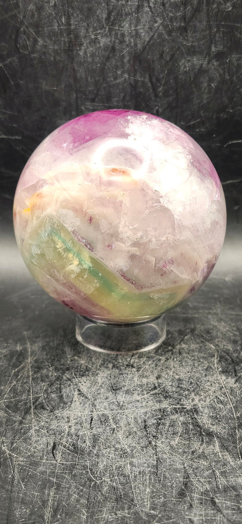 Candy florite sphere! 70.5mm, 2.7 inches, 1.4 pounds