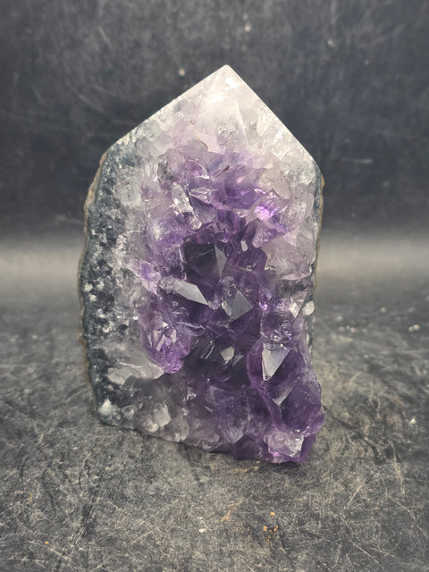 Druzy Amethyst polished top point! 8.3 ounces, 3.2 inches tall, 2.1" wide