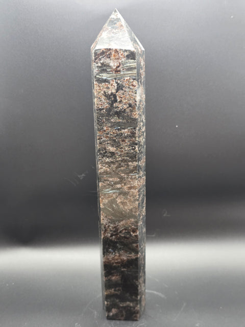 Jumbo arfvedsonite tower! 12 inches tall, 2.8 pounds
