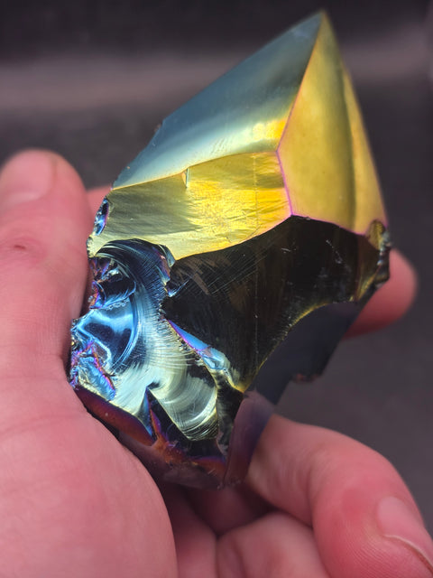 Titanium obsidian polished top point! 7.8 ounces, 3 inches tall!