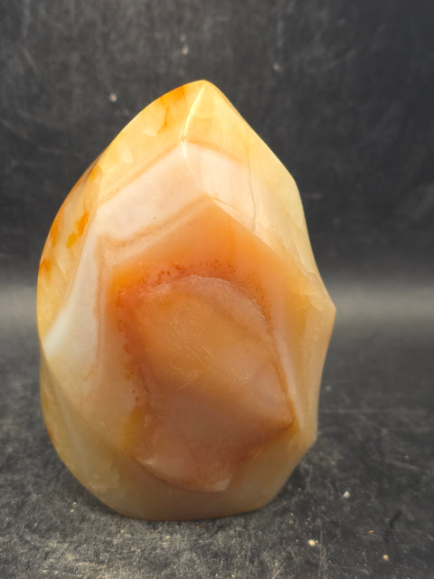 Carnelian agate flame tower! 12 ounces, 3.3 inches tall, 2.2" wide!