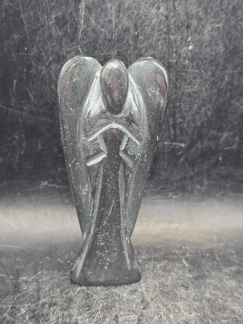 Hematite gemstone angel! 3 inches tall, 3 ounces!