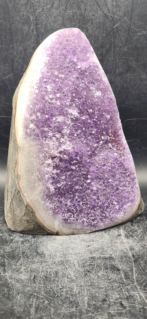 Amethyst cut base free form! 1.13 pounds, 4.7 inches tall, 3.4 wide
