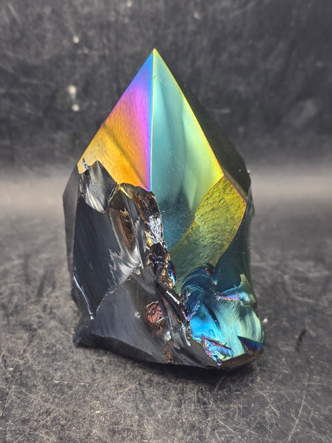 Titanium obsidian polished top point! 7.8 ounces, 3 inches tall!