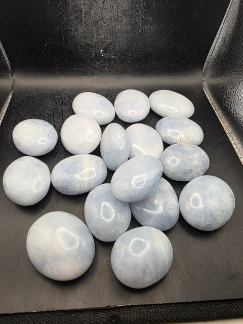 Blue calcite palm stone! 1.6 too 1.9 inches