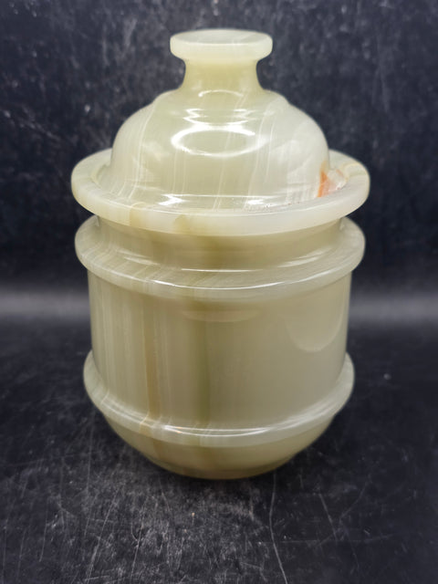 Onyx jar! 1.3 pounds, 5.1 inches tall, 3.3 inches wide!