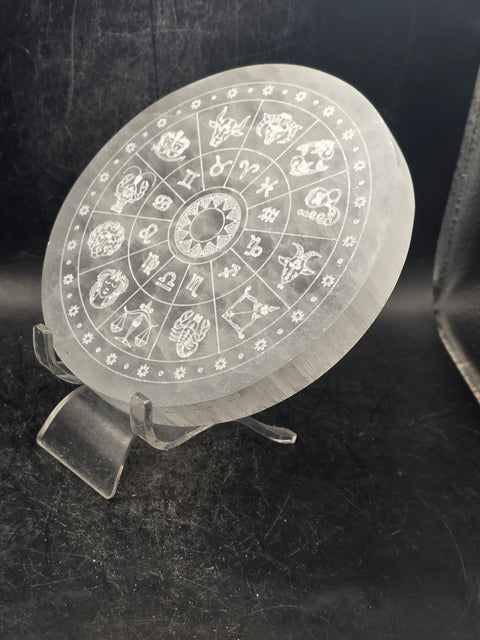 Zodiac selenite charging plate! 4.7 inches 12cm wide!!