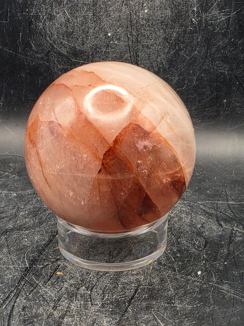 Red hematoid fire quartz sphere! 64.7mm, 2.5 inches, 13.4 ounces