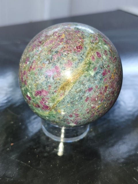 Ruby in kyanite sphere! 13 ounces, 59.4mm,2.33 inches uv reactive