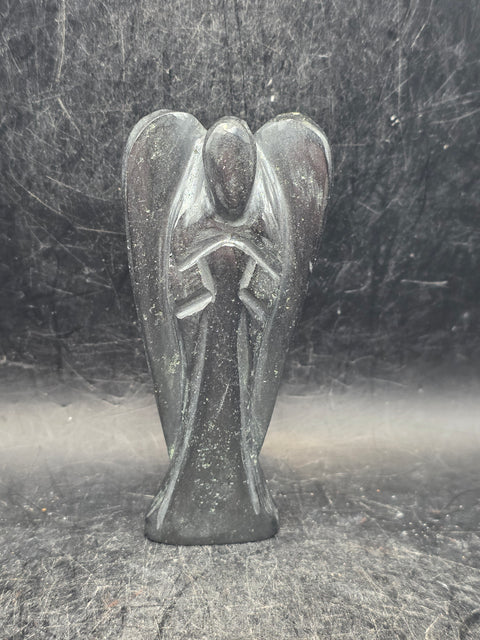 Hematite gemstone angel! 3 inches tall, 3 ounces!