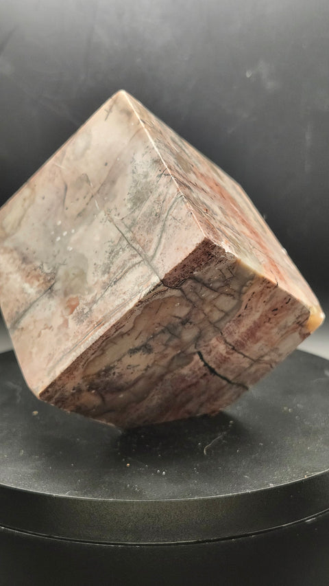 Pink dendritic jasper balancing cube 1.4 pounds, 2.4 by 2.4 inches