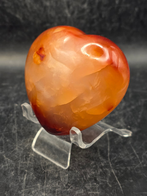 Druzy Carnelian agate heart! 7 ounces, 2.6 inches wide, 2.4" tall