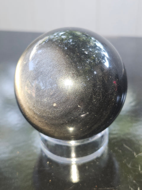 Silver obsidian sphere! 2.5 inches, 63mm, 11.5 ounces