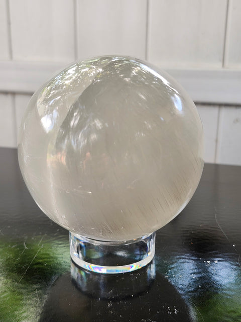 88mm, 3.46 inch, 1.14 pound selenite sphere!!