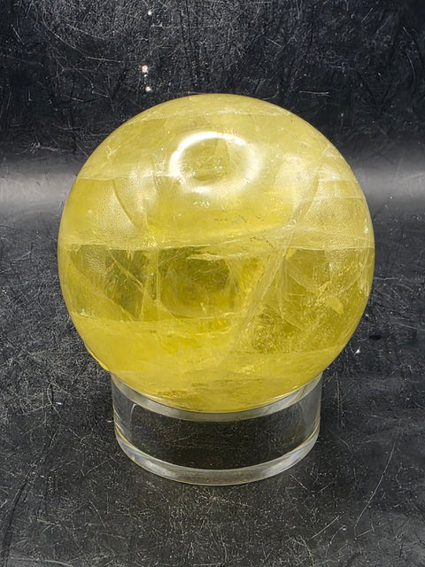 Lemon quartz sphere! 63.9mm, 2.5 inches, 12.9!