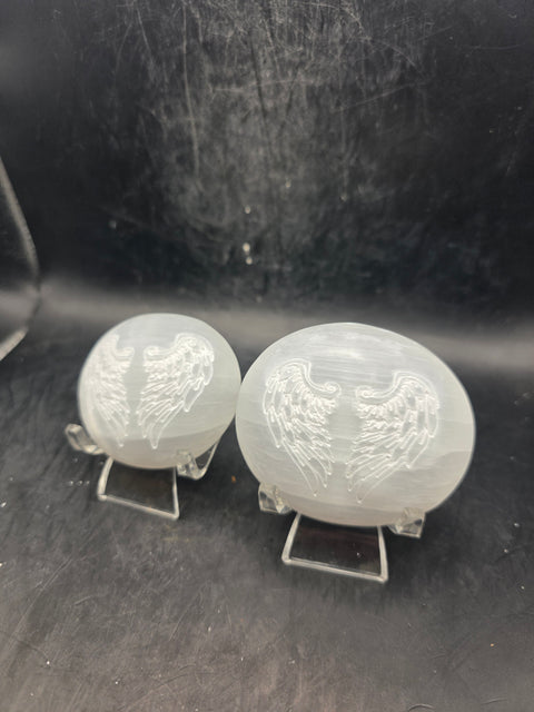 Selenite angel wing palm stone!