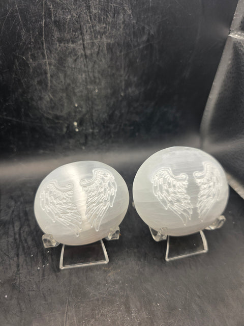 Selenite angel wing palm stone!