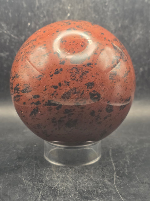Large red obsidian sphere! 91.8mm, 3.6 inches, 2.2 pounds