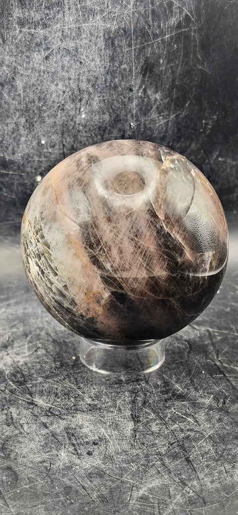 Black moonstone sphere! 73mm, 2.8 inches, 1.2 pounds