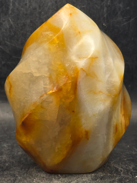 Carnelian agate flame tower! 15 ounces, 3.5 inches tall, 2.5" wide!