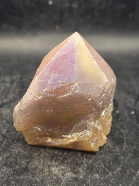 Aura Rose quartz Polished top point! 4.3 ounces, 2.3 inches tall