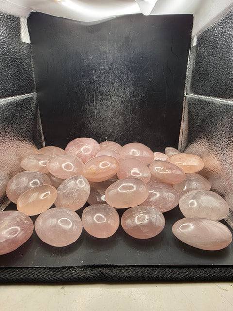 Rose quartz palm stones! Set of 2!!  1.5 to 2.6 inches
